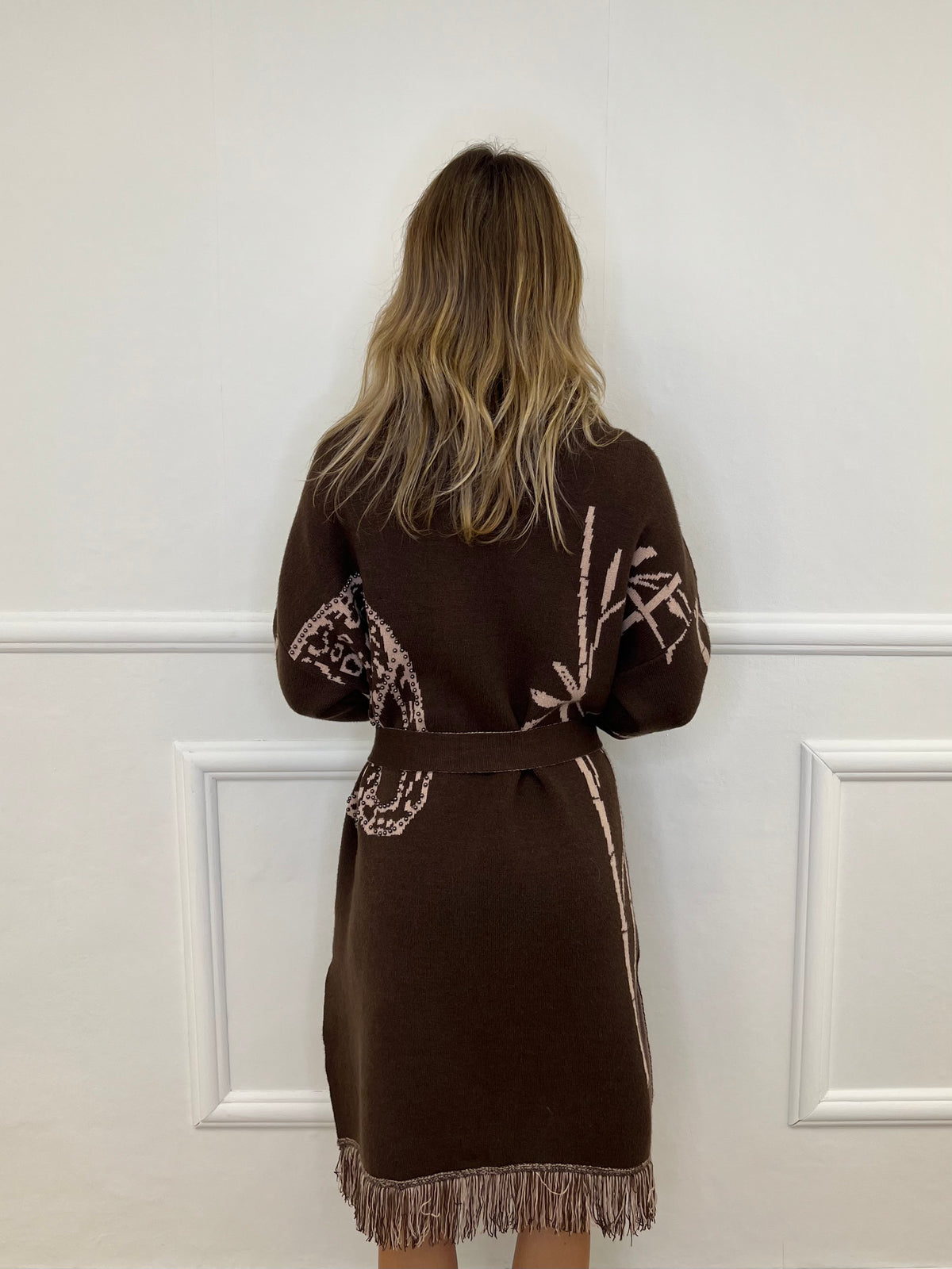 Cardigan Jacquard Jungle 90059 Marrone