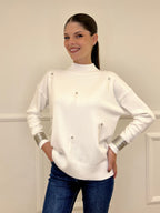 Maglia Strass e Piume DL7355 Bianco