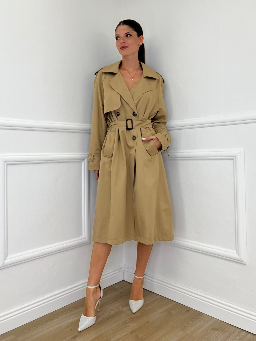 Trench Y004 Khaki - Bazar Abbigliamento