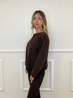 Cardigan Coreana Bottoni 7370 Marrone