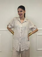 Camicia Maniche 3/4 in Lino 89517 Beige