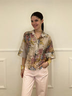 Camicia Tencel Crop Fiori 4099 Rosa