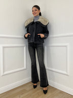 Fur Denim Jacket DL30037 Grey