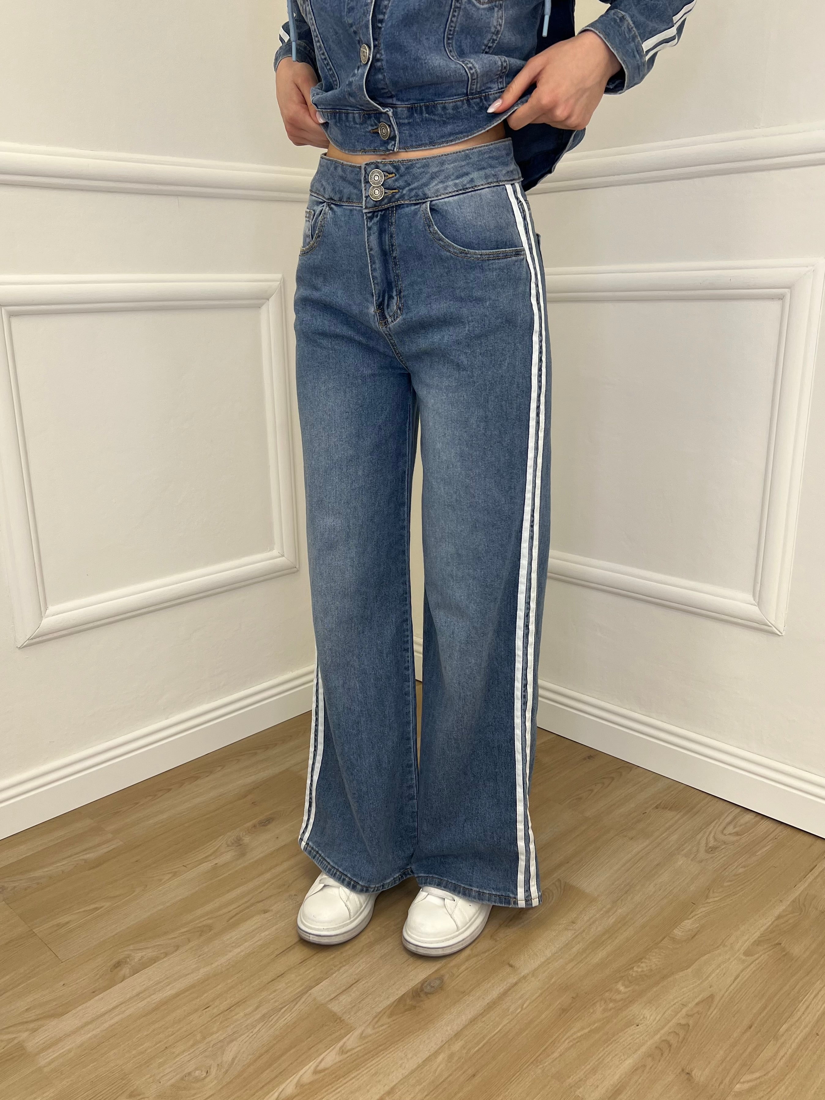 Jeans Bande Laterali J996 Azzurro