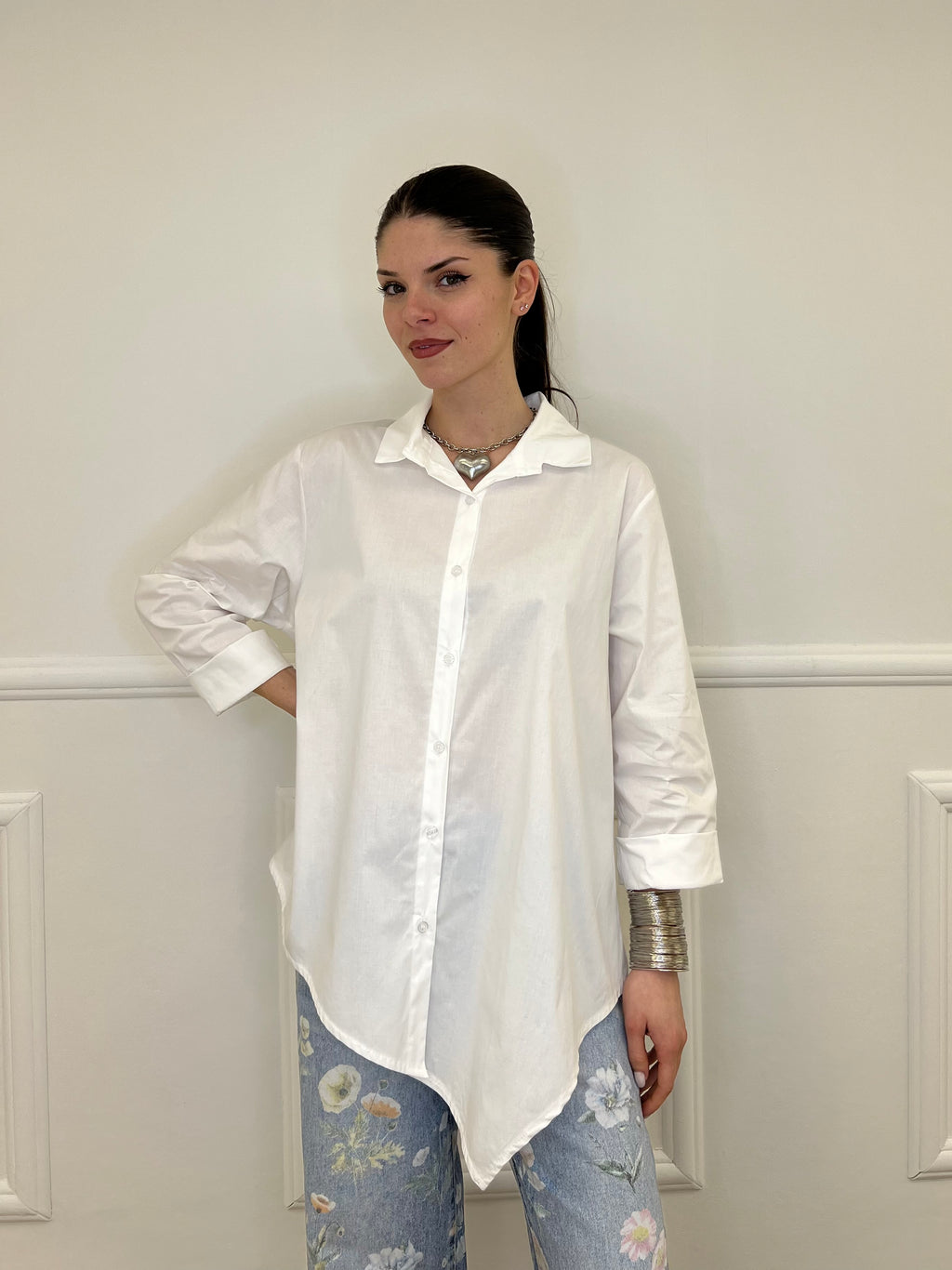 Camicia Asimmetrica 41915 Bianco