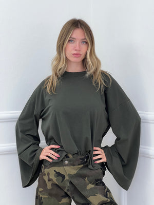 T-shirt Maniche Lunghe Ampie BM270 Verde Militare