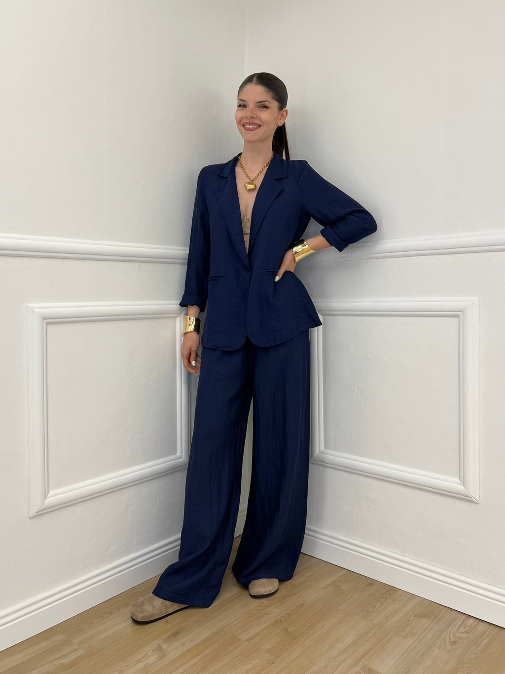 Tailleur In Lino e Tencel 26301 Blu