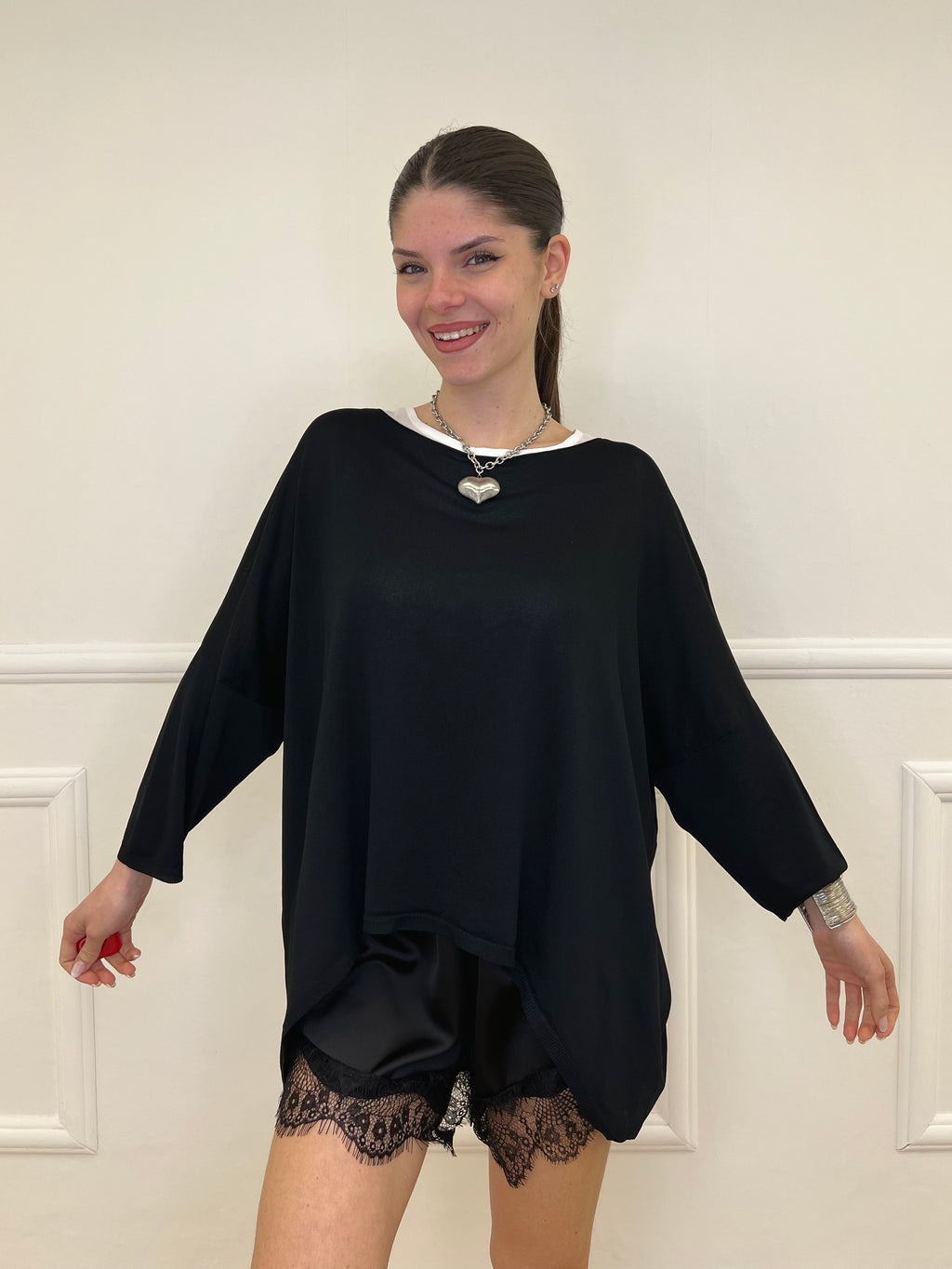 Twin Set Maxi Maglia e Canotta 53716 Nero