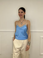 Top In Satin Con Pizzo 18673 Azzurro