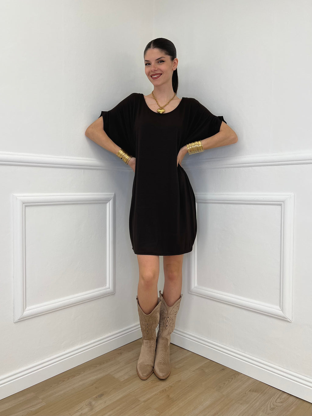 Abito Oversize Viscosa 9980 Marrone