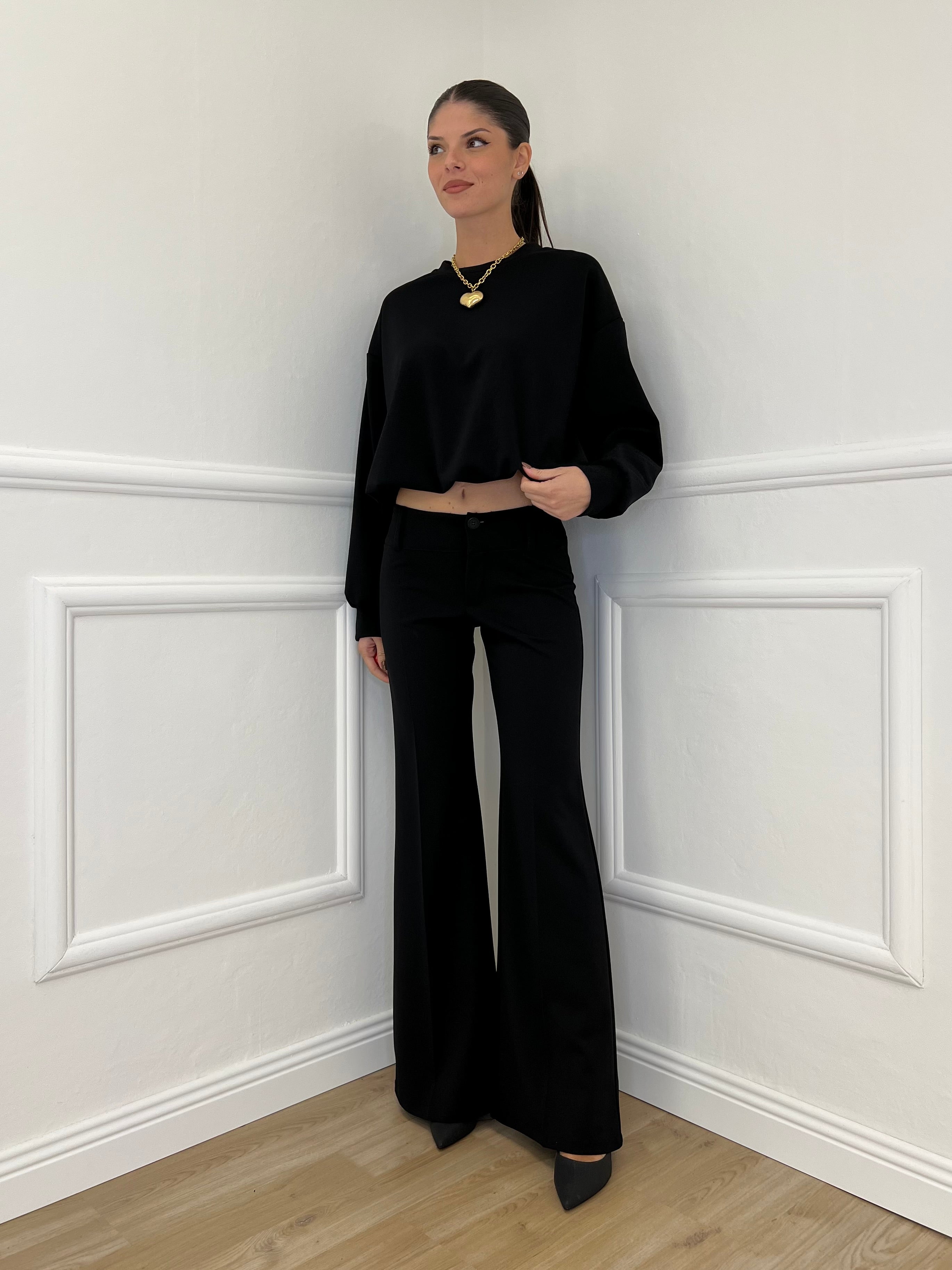 Felpa Crop 83625 Nero