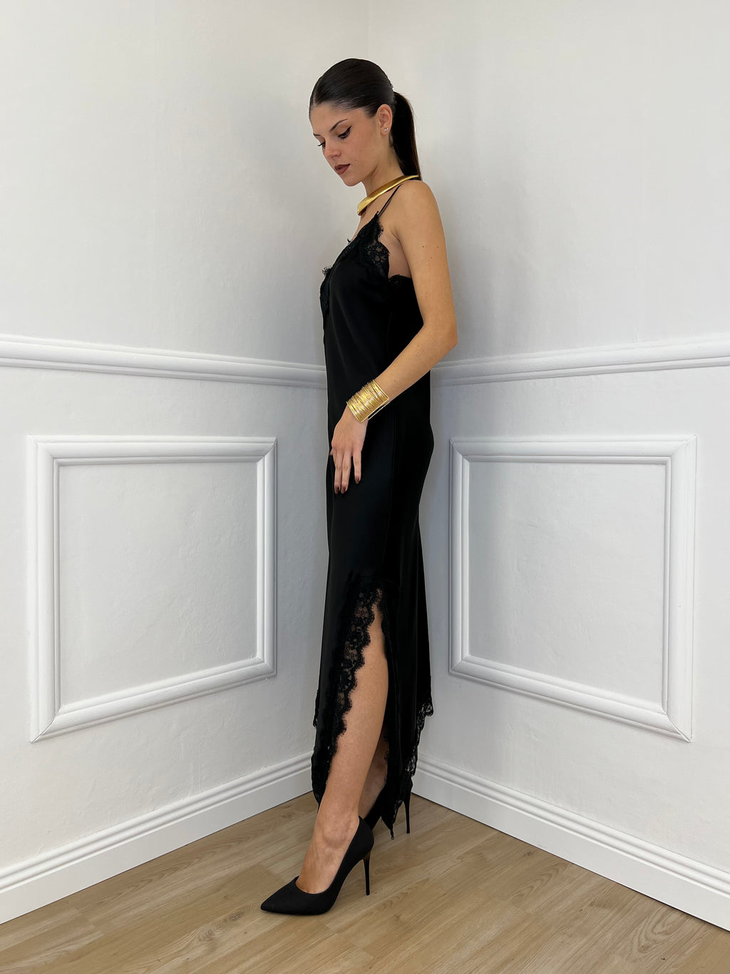 Abito Asimmetrico Pizzo 19690 Nero