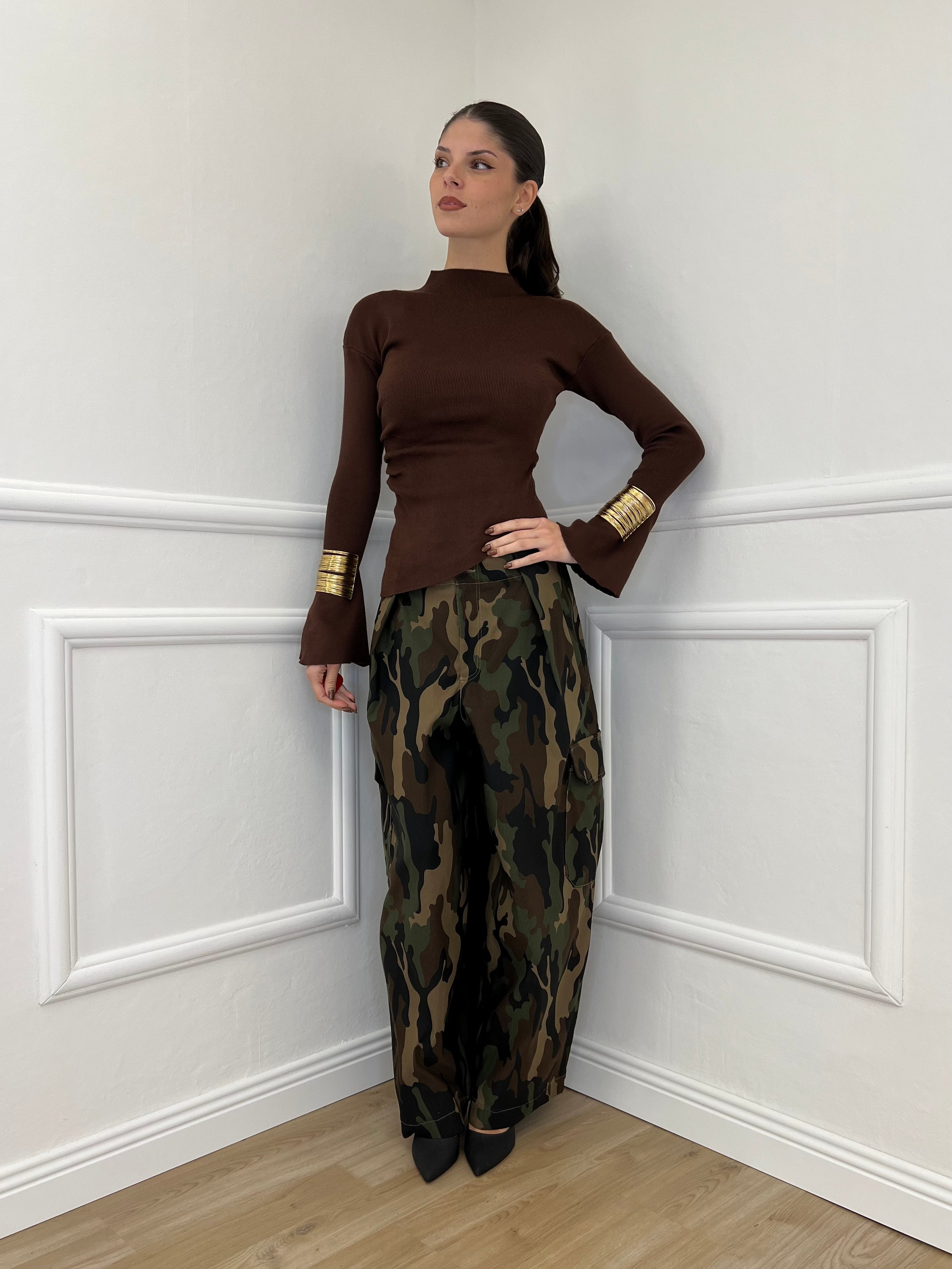 Maglia Drappeggio 081168 Moro