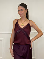Top Raso con Pizzo 80228 Burgundy
