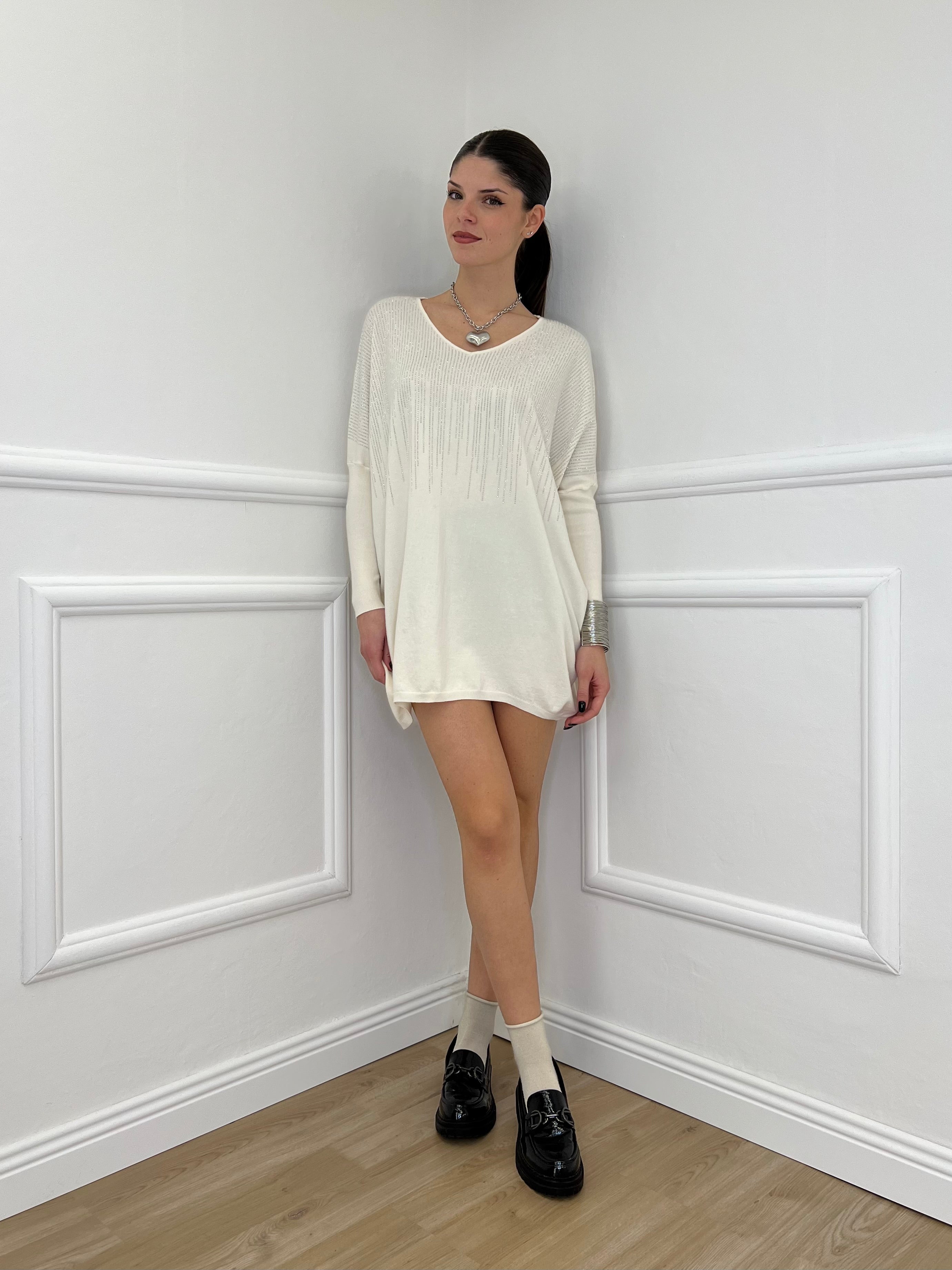 Maxi Maglia Strass 5292 Panna