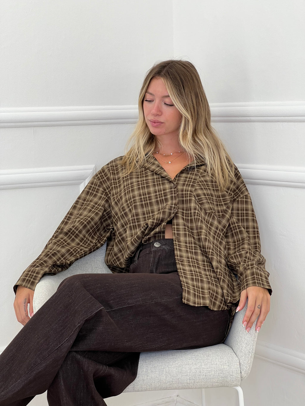 Camicia Check 17298 Marrone e Camel