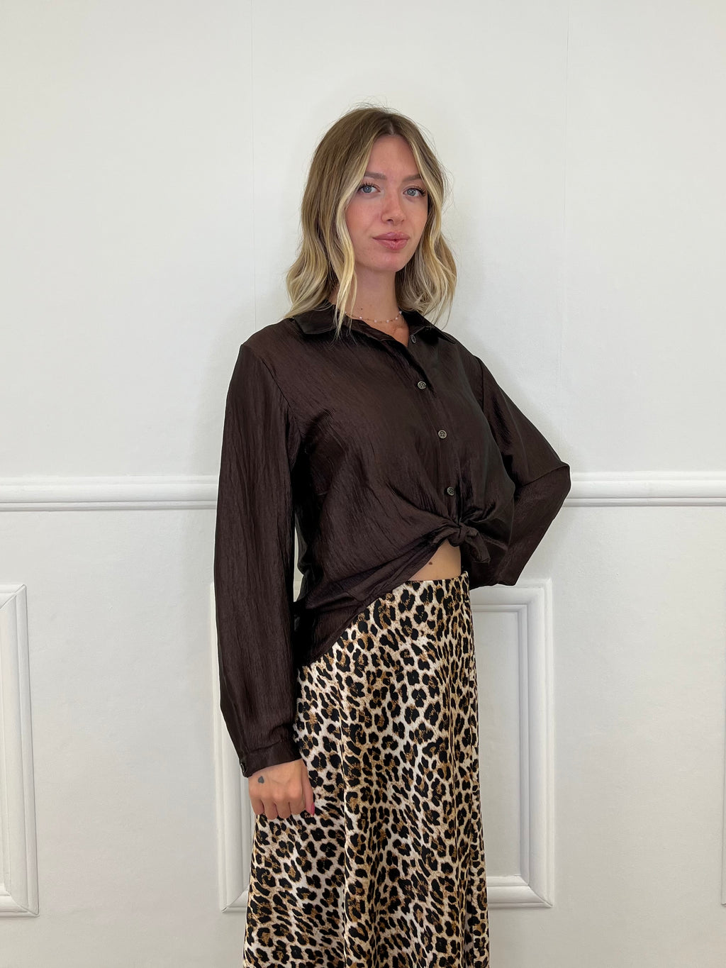 Camicia Over Chiffon 2372 Marrone