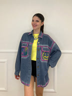 Giacca Camicia in Denim Graffiti K852