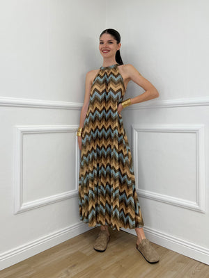 Abito Lurex Chevron 1372 Cielo