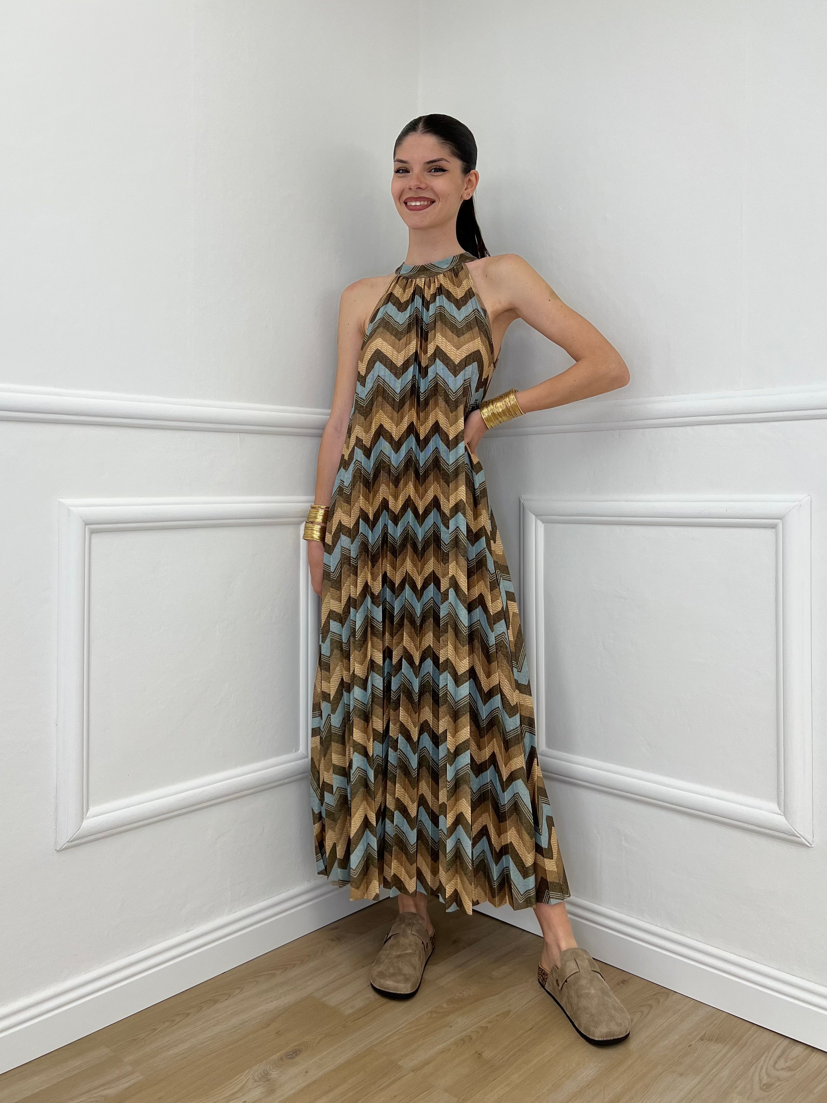 Abito Lurex Chevron 1372 Cielo