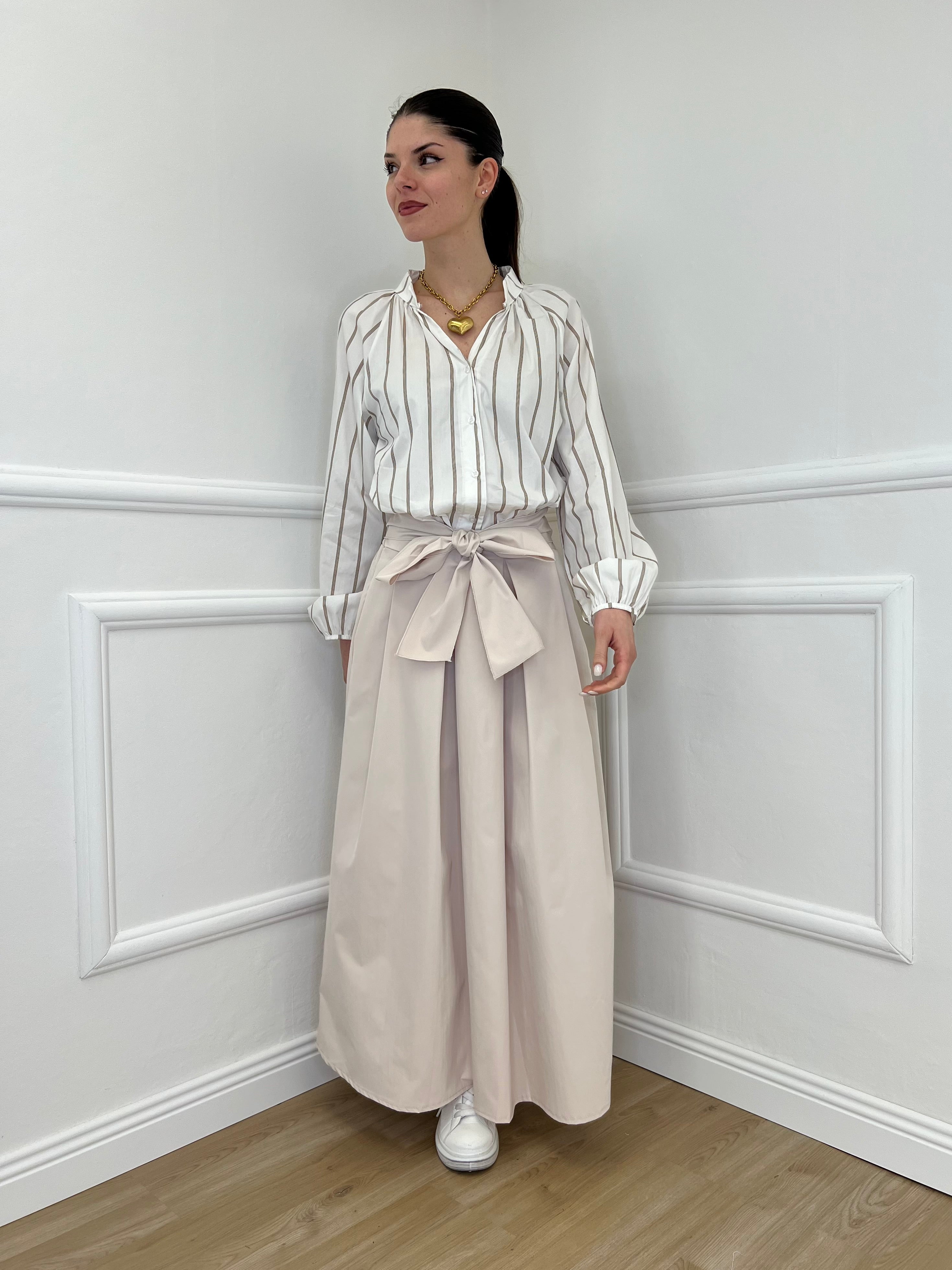 Gonna Popeline con Fiocco 5312 Beige