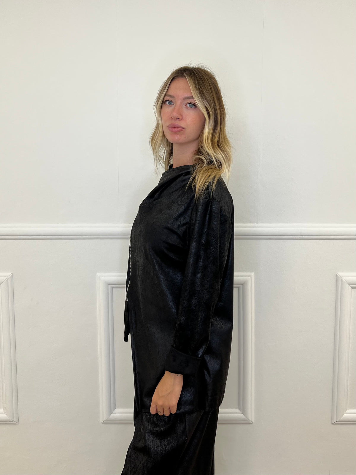 Giacca Zip Asimmetrica Used 5128 Nero