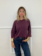 T-shirt Boxy Maniche Lunghe T10512 Burgundy