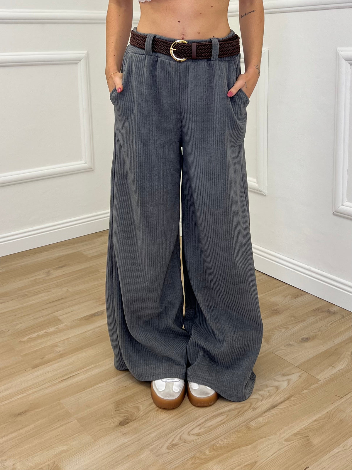 Pantalone Corduroy Cintura 27998 Grigio