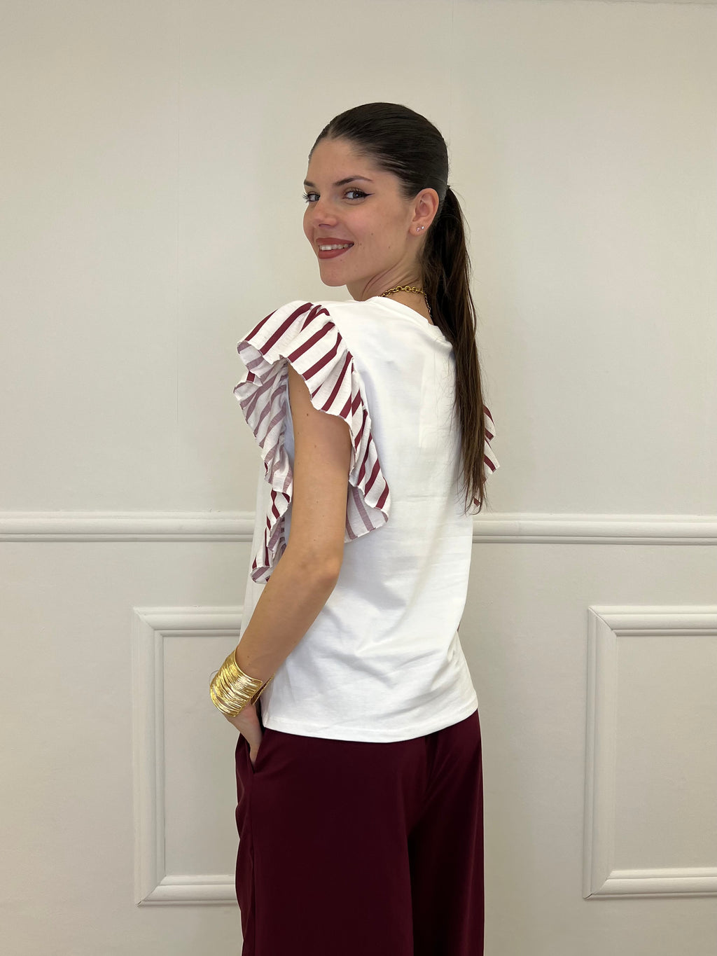T-shirt Maniche a Righe 1960 Bordeaux