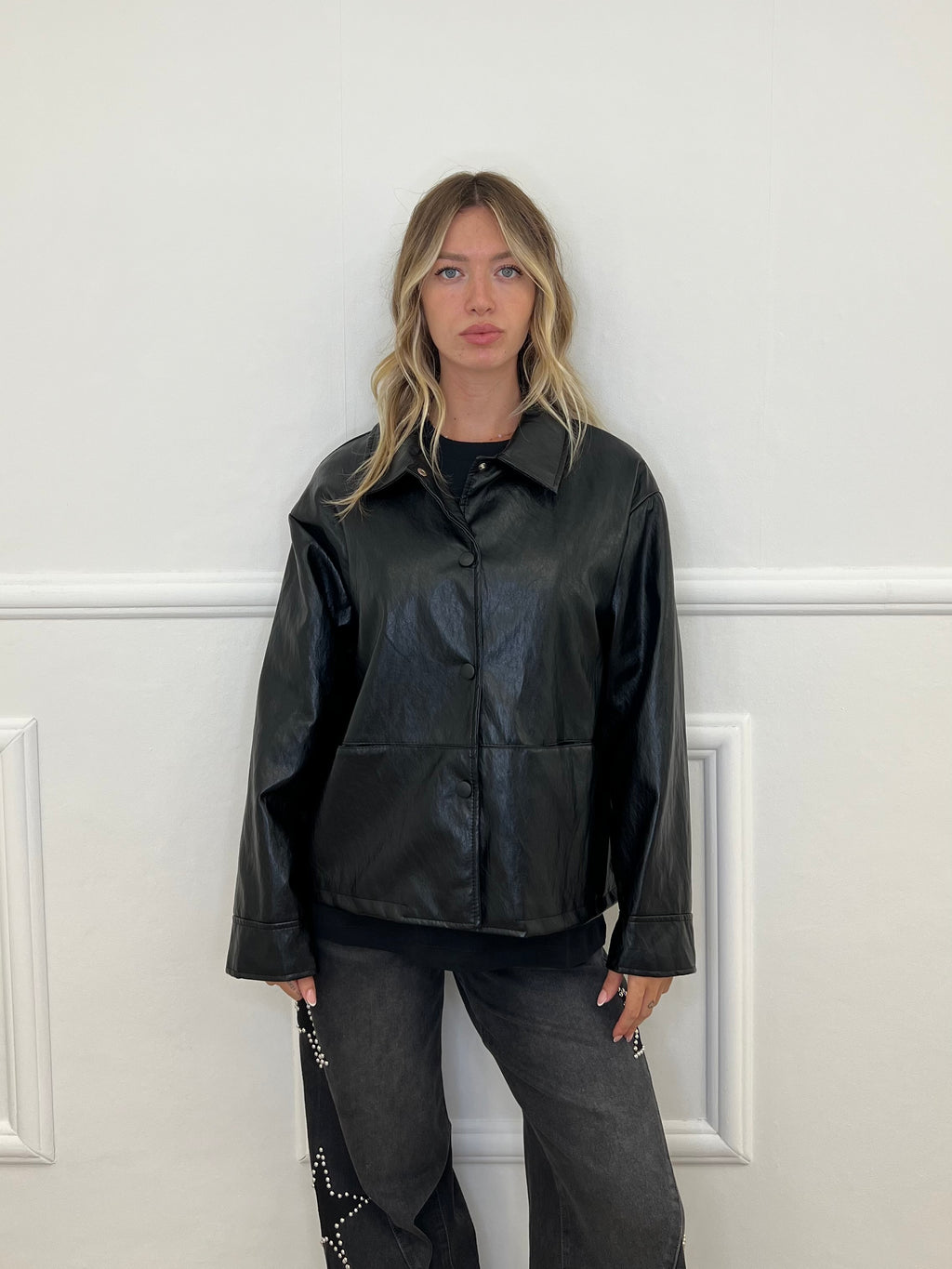 Giubbino Over Ecopelle G2651 Nero