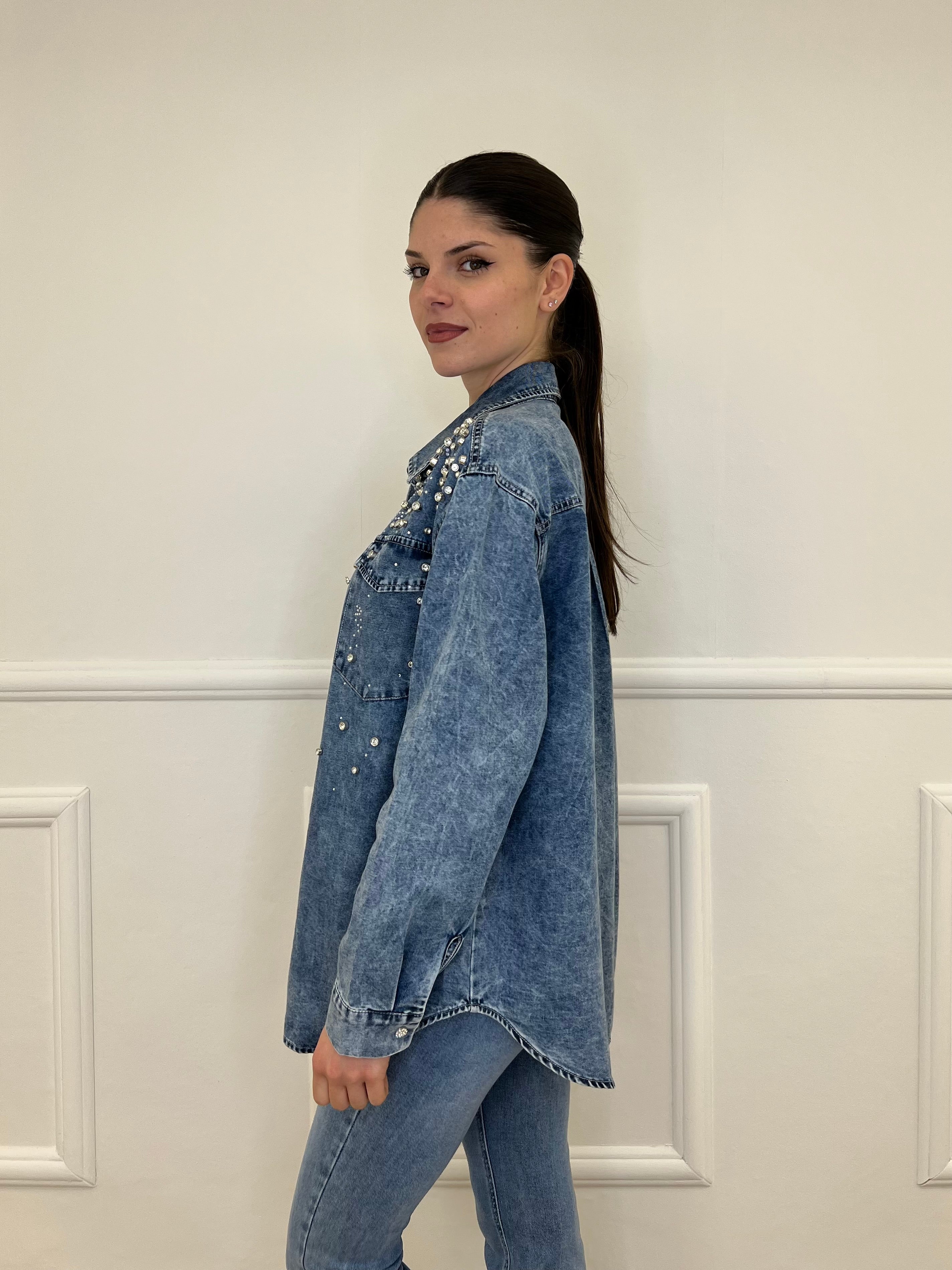 Camicia Denim Delavé Strass 18601