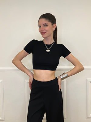 T-shirt Crop Lumina LC240001 Nero