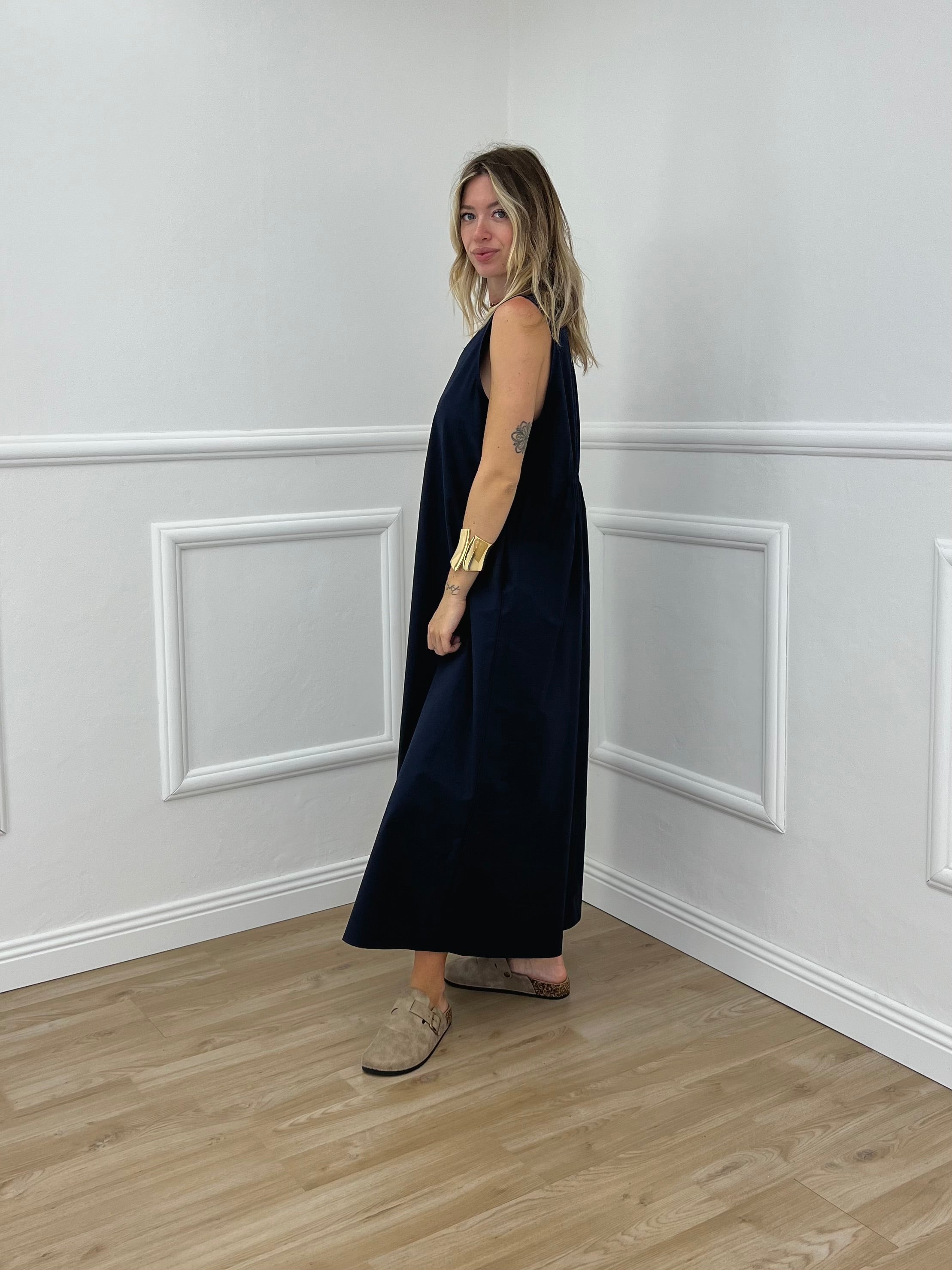 Abito Sfondo Piega 83381 Blu