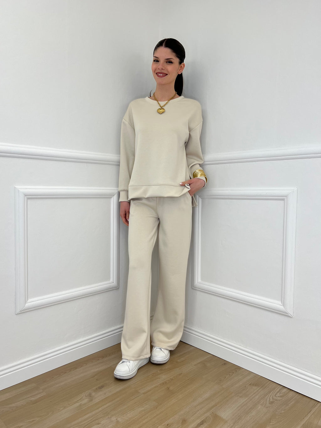 Tuta Over Girocollo 19143 Beige