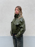 Bomber Crop Ecopelle Tasche 30346 Verde