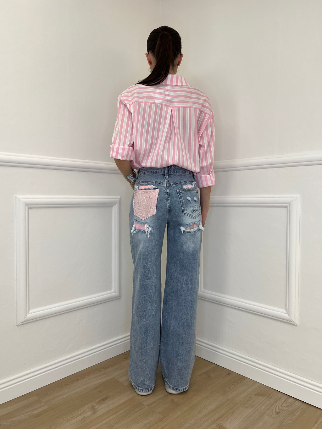 Jeans Con Tasca Strass 1960 Rosa