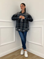 Giacca Denim Check Cristalli MF2530 Blu - Bazar Abbigliamento