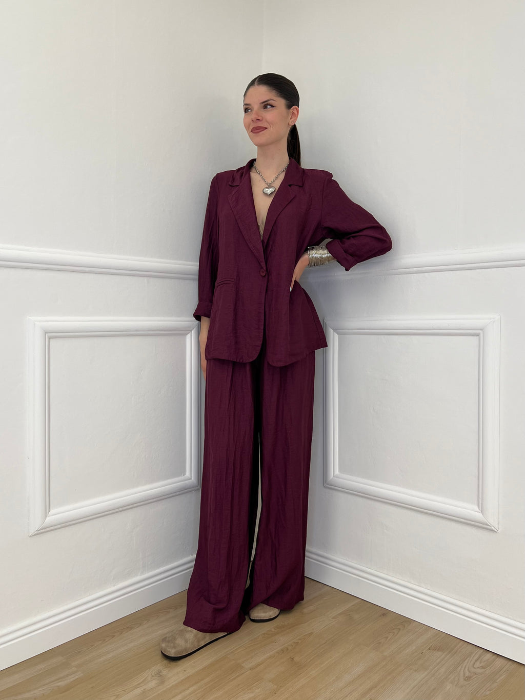 Tailleur In Lino e Tencel 26301 Burgundy