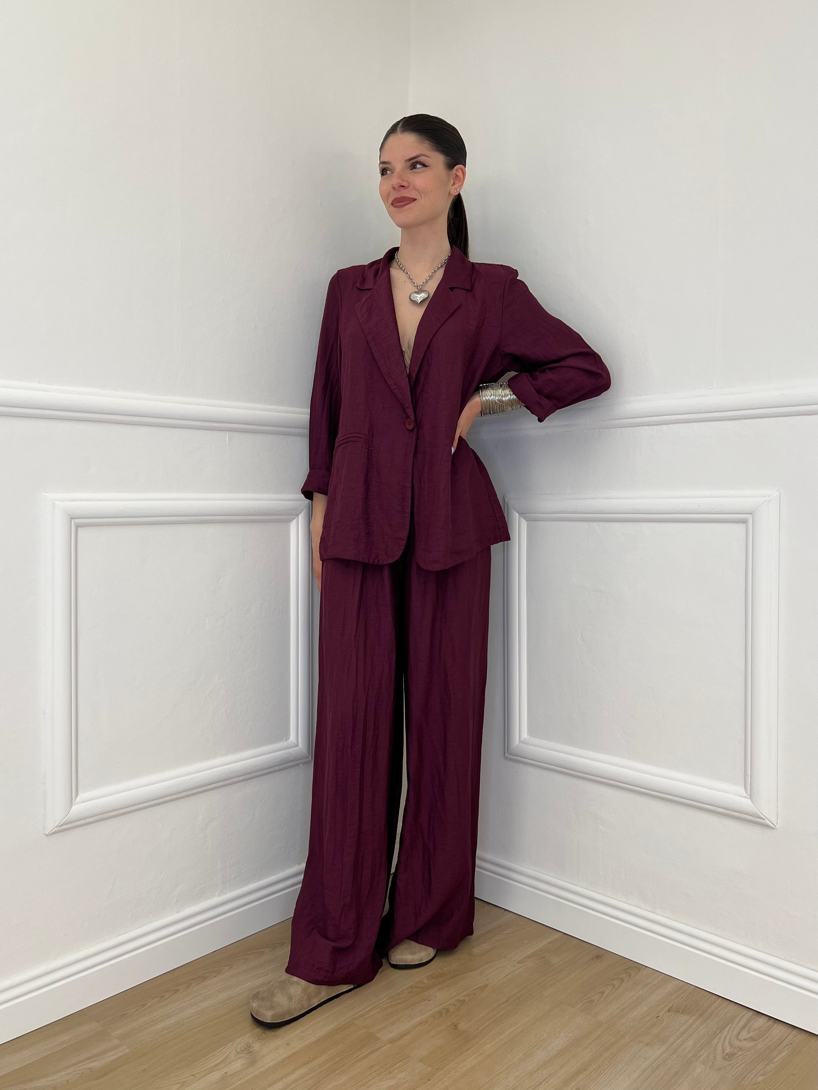 Tailleur In Lino e Tencel 26301 Burgundy