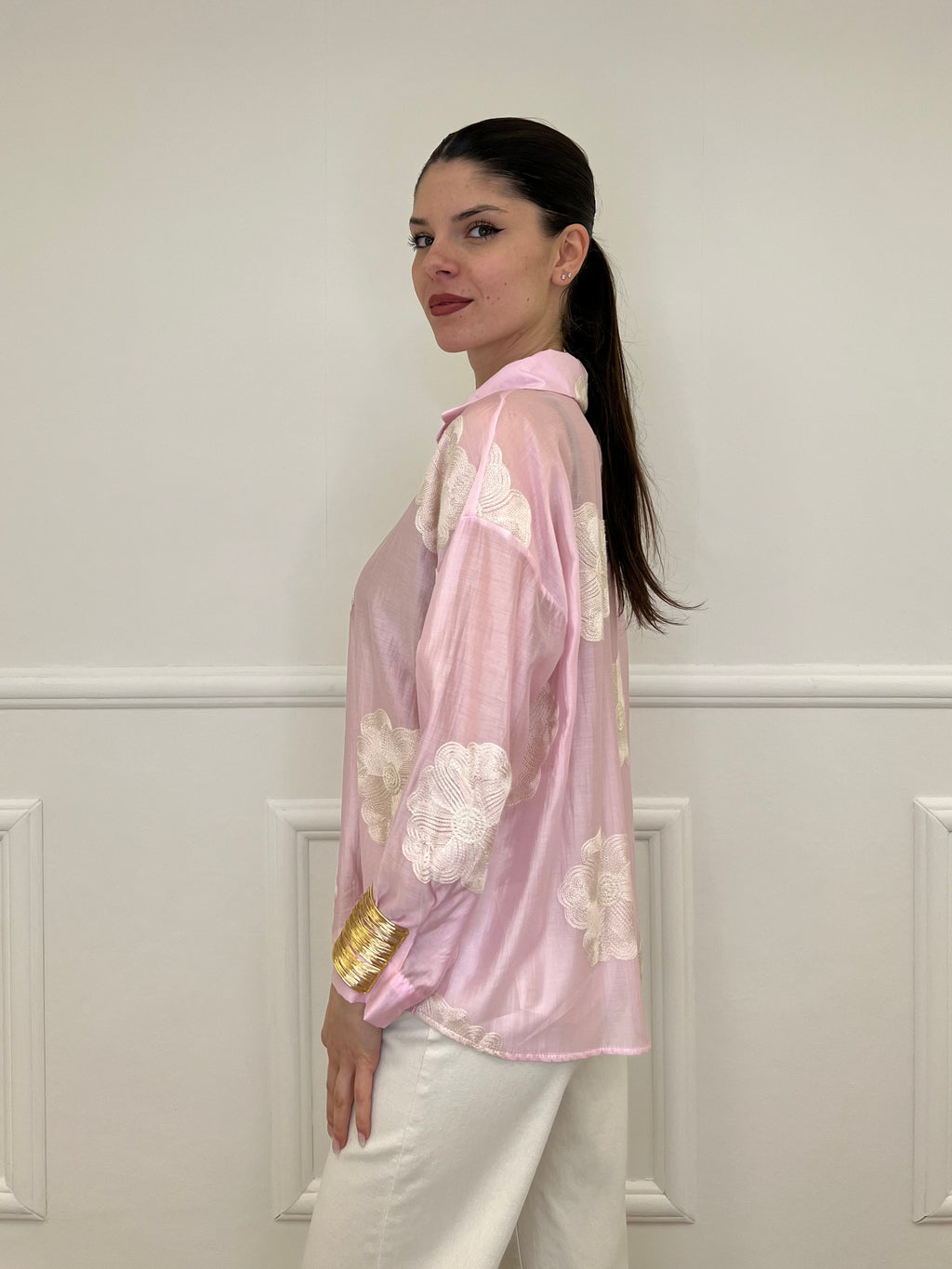 Camicia Tencel Ricami 7357 Rosa