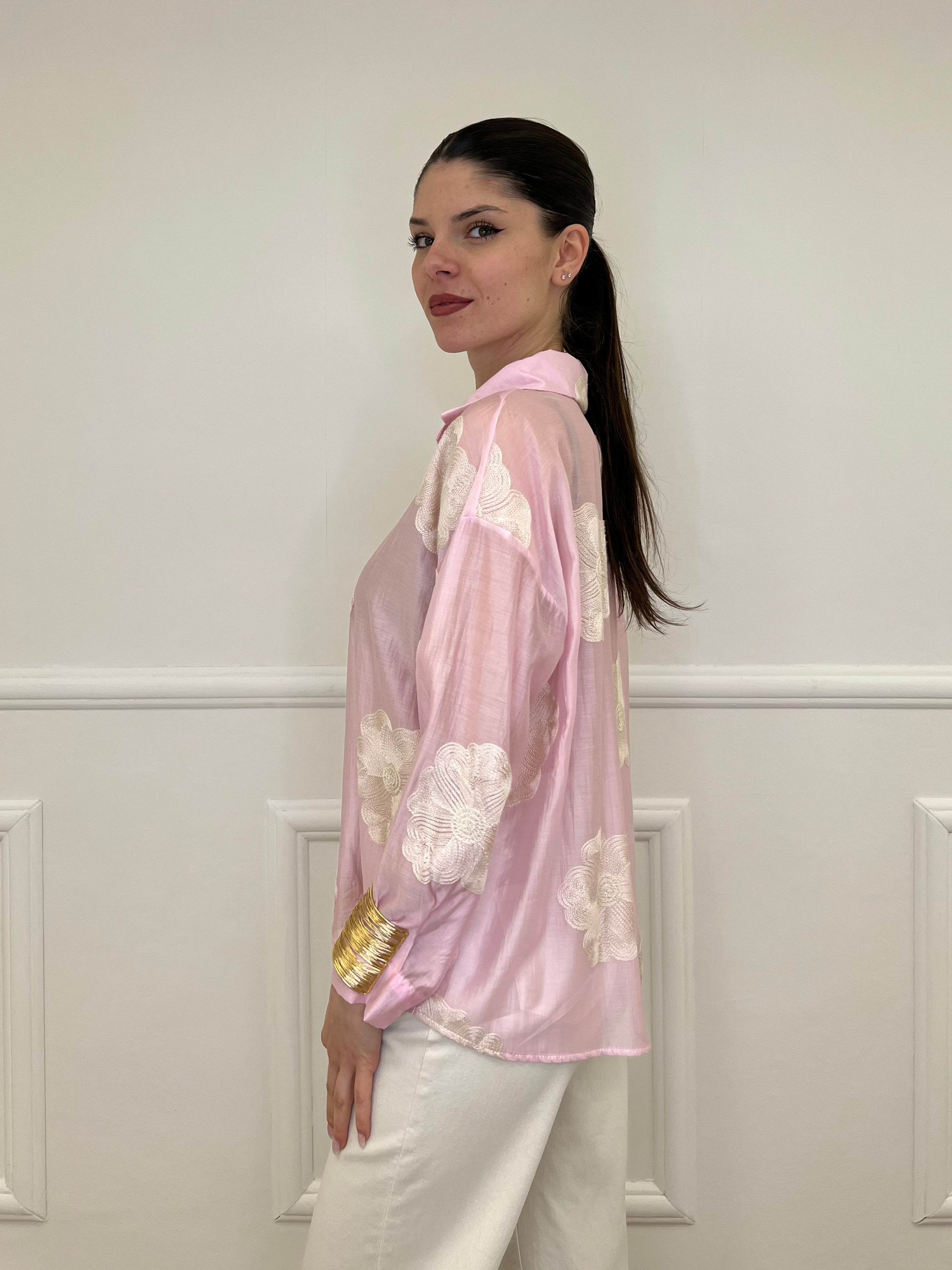 Camicia Tencel Ricami 7357 Rosa