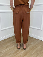 Pantalone Baggy Lino Coulisse 825772 Mattone