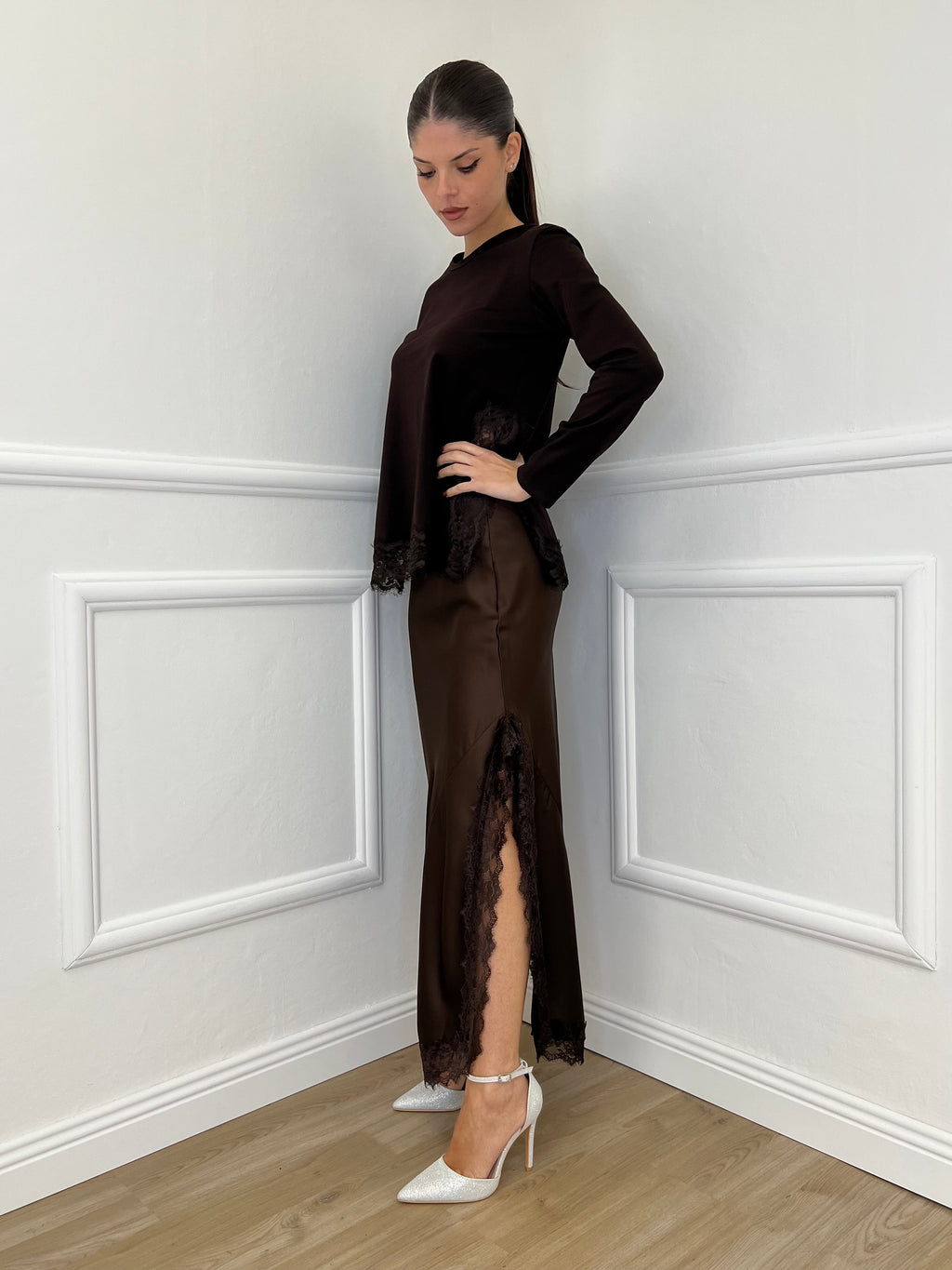 Maglia con Pizzo 55777 Moro