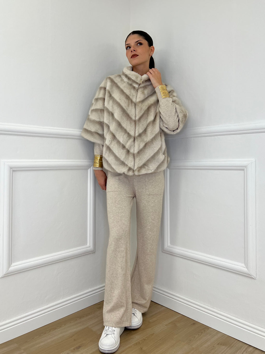 Pelliccia Chevron C037 Ecru