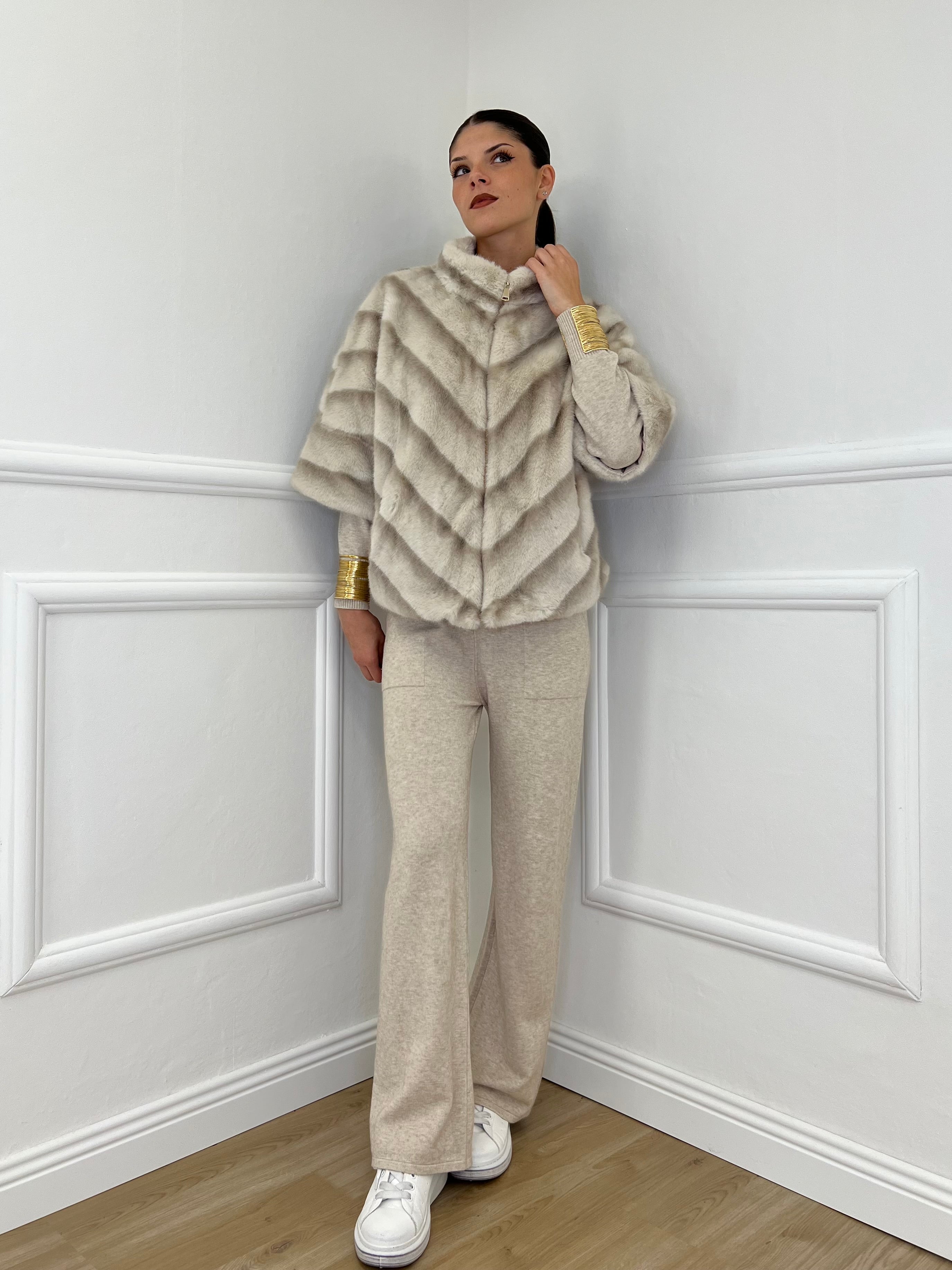 Pelliccia Chevron C037 Ecru