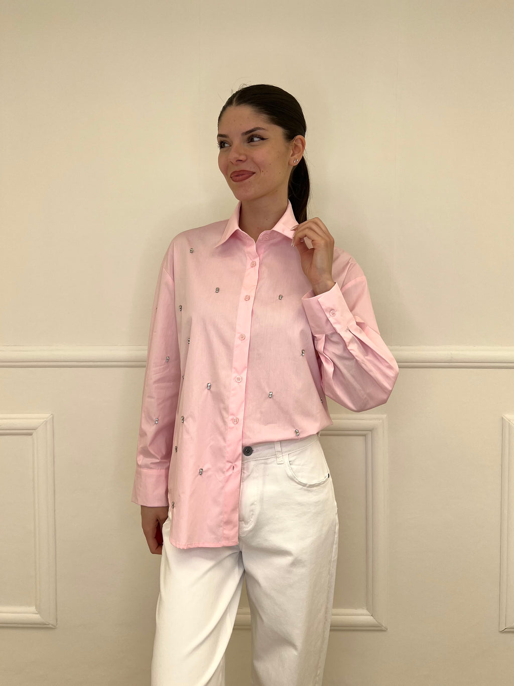 Camicia Over Cristalli 2511 Rosa