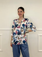 Camicia Fiori Strop Coreana 2588 Blu