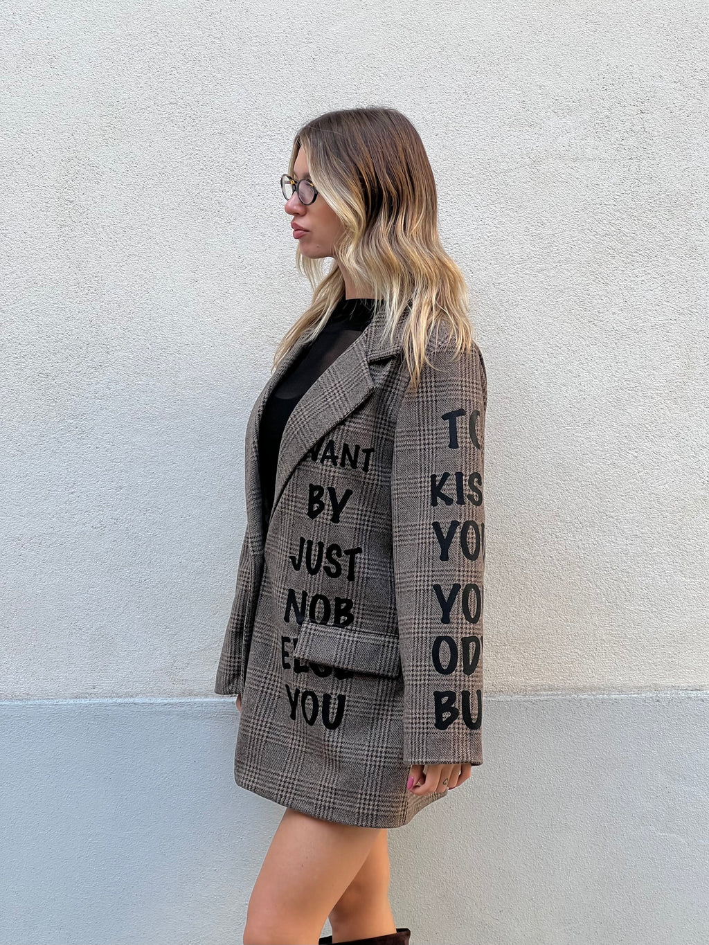 Blazer Over Galles Scritte 15978 Taupe