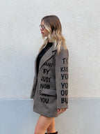 Blazer Over Galles Scritte 15978 Taupe