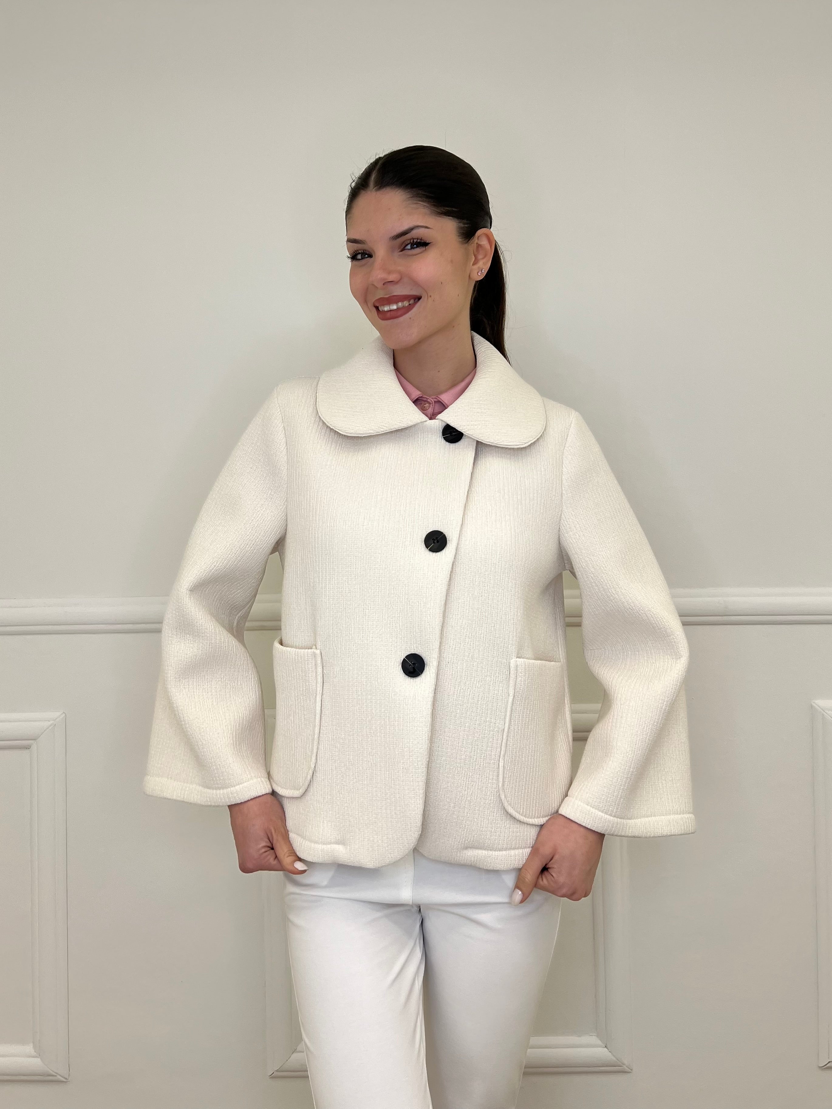 Giacca Neoprene Colletto 26088 Panna